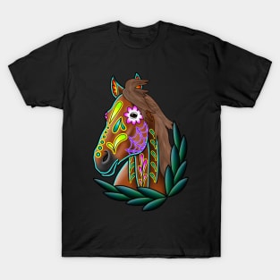 Day of the Dead Sorrel Sugar Skull Horse T-Shirt